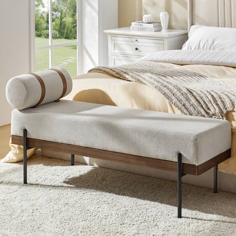 Damacio Modern Entryway Bench with Removable Pillow and Metal Legs