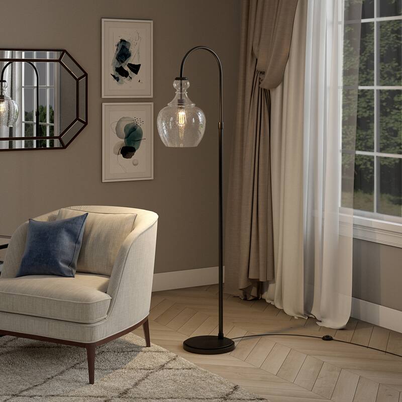 Verona Arc Floor Lamp with Glass Shade