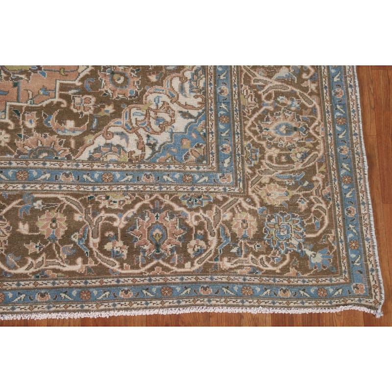 Traditional Kashan Persian Vintage Area Rug Hand-Knotted Wool Carpet - 7'7"x 11'0"