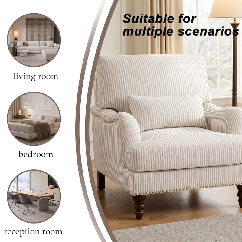 Set of 2 Mid Century Chenille Upholstered Accent Chairs