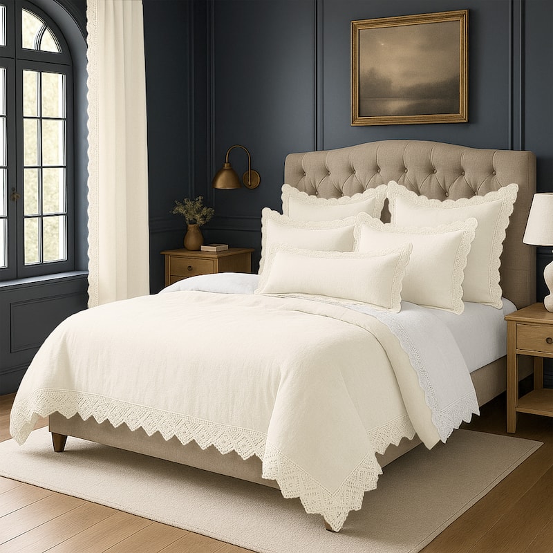 Elsie Lace Ivory 6 Piece Coverlet Set