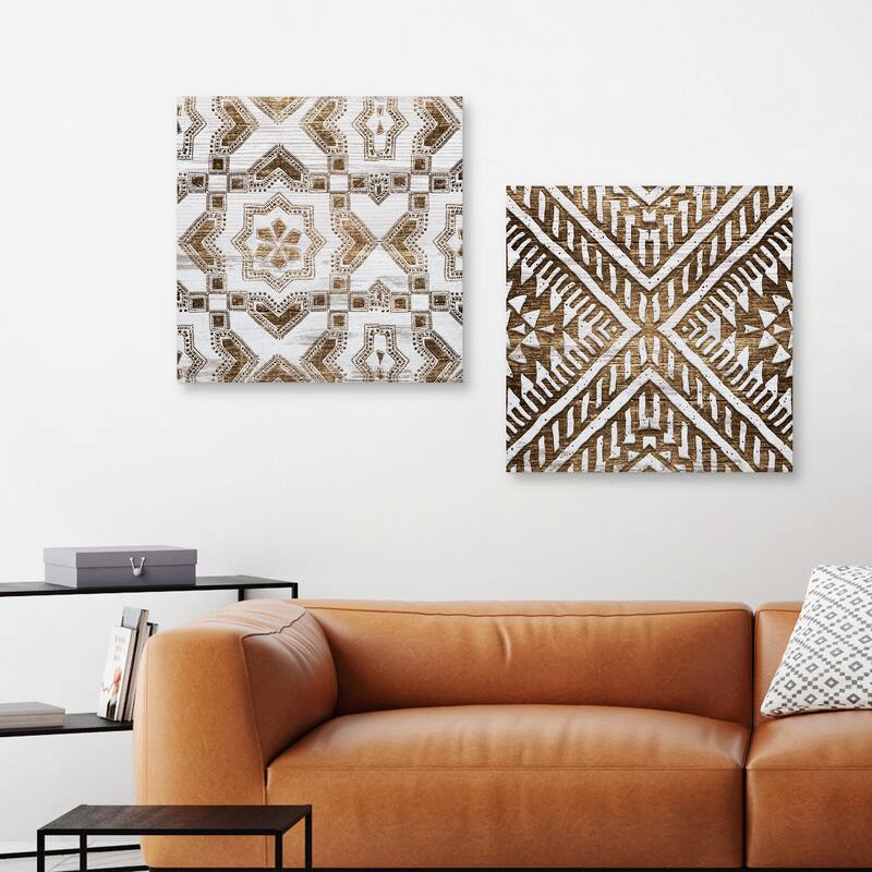 Wood Tile African 1 & 2 by Nikki Chu Canvas Art Prints