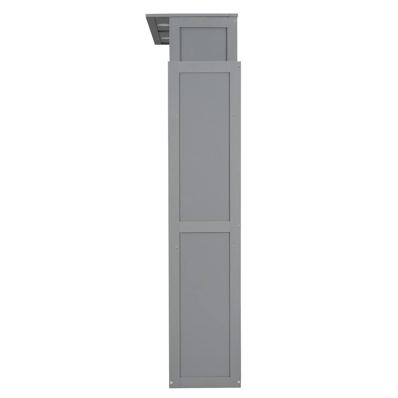 Wooden Wall Murphy Bed with Side Bookshelf & LED Lights