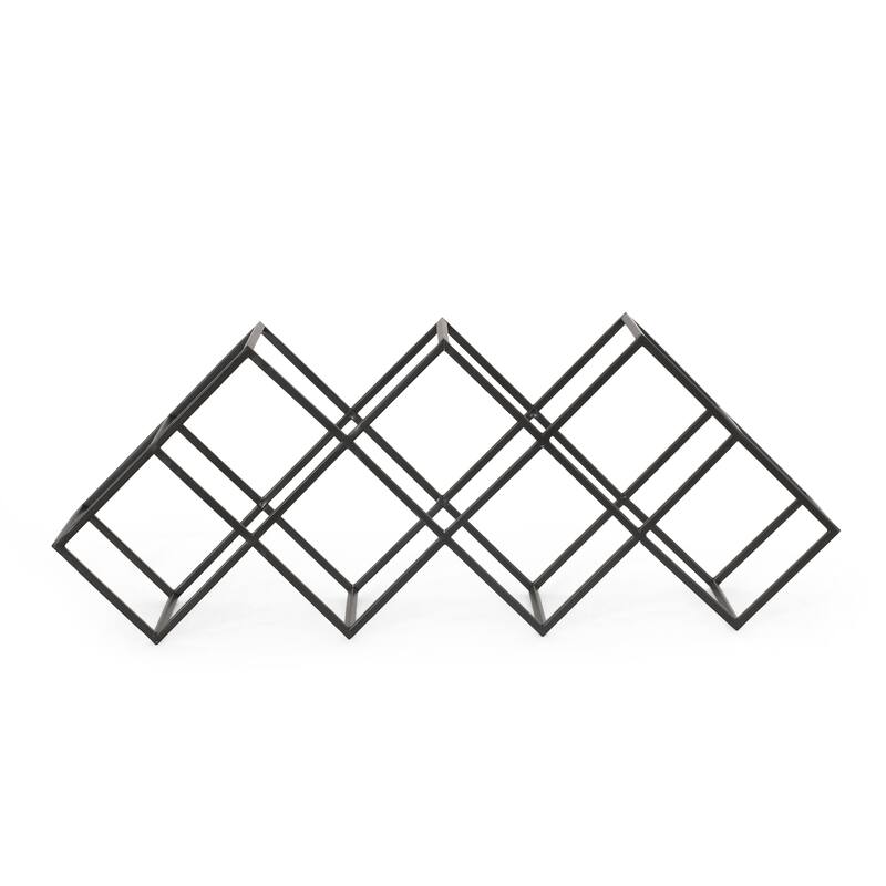 Roomfitters Modern Industrial Tabletop Wine Rack, Geometric Iron Frame, Holds 7 Bottles, Black