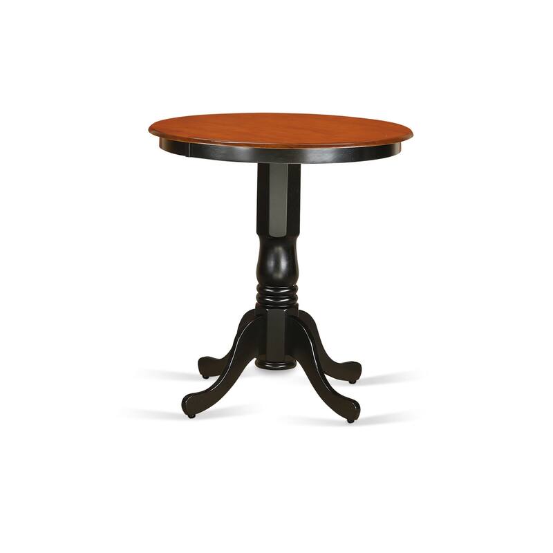 HomeStock 5-Piece Round Black Finish Solid Wood Top Dining table with 4 Chairs with Lattice Back