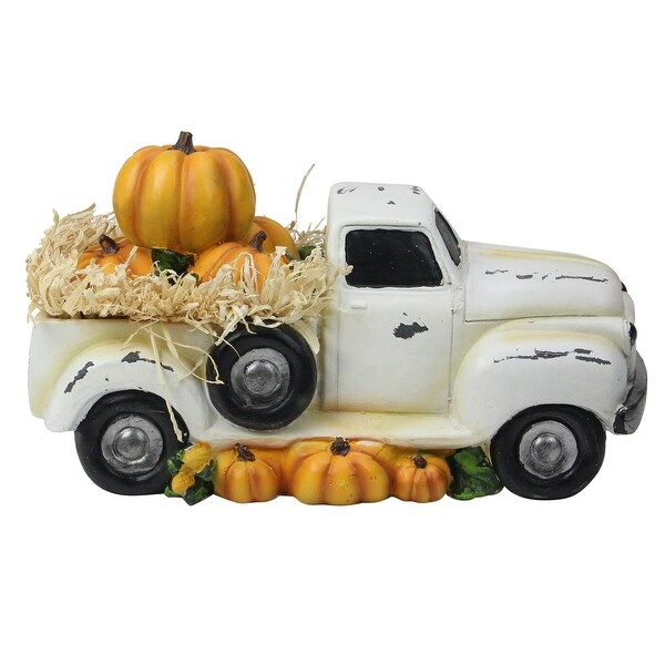 11.25" Truck Full of Pumpkins and Hay Thanksgiving Table Top Figure - N/A