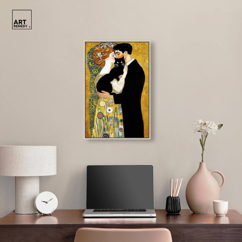 Kiss with Cat Canvas by Art Remedy