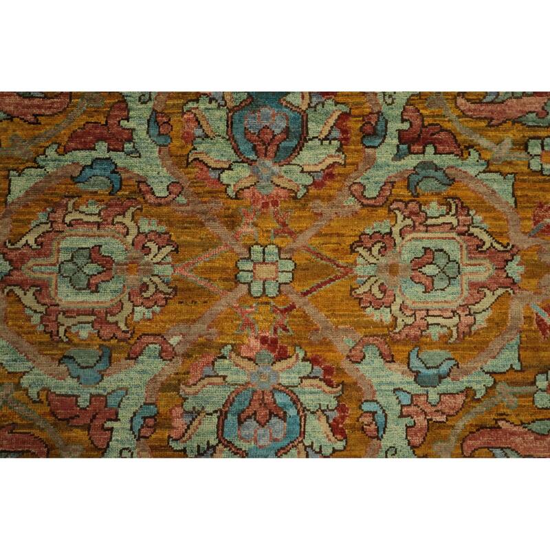 Hand Knotted Oriental 100% Wool Carpet Traditional All-Over Oranges & Rust Ziegler Area Rug - 12' 1'' X 9' 3''