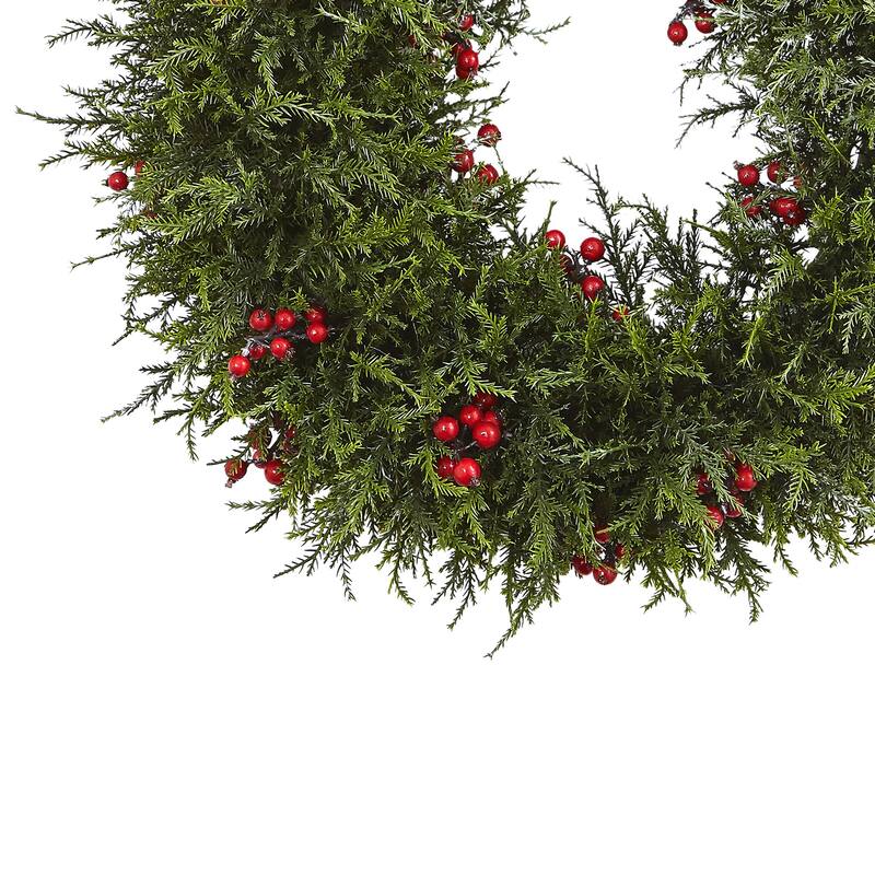 Artificial Cedar Berries Wreath, 20-Inch, Unlit