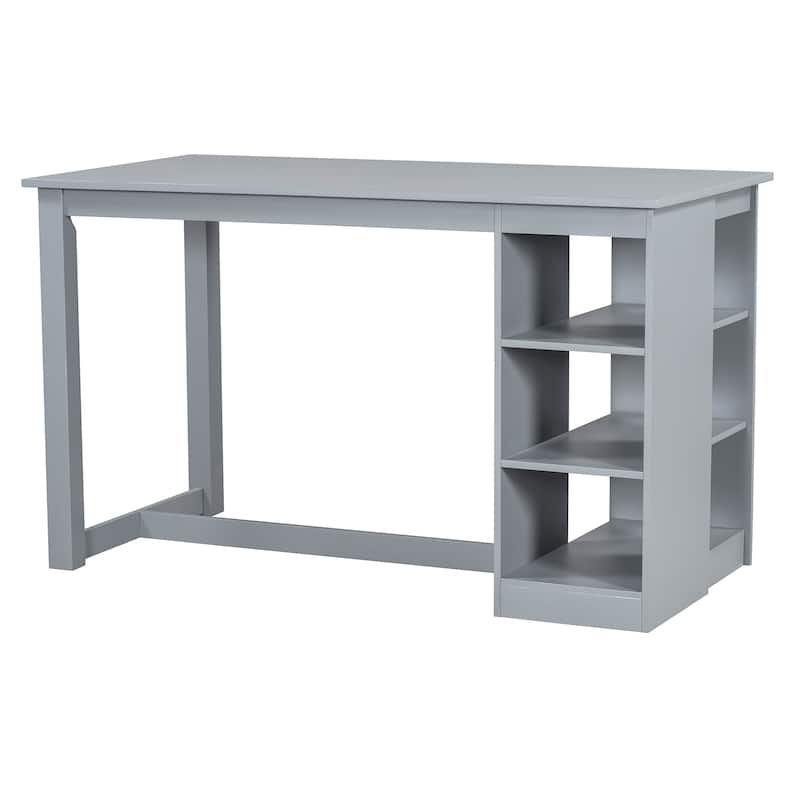 Roomfitters 5-Piece 60" Solid Wood Farmhouse Counter Height Dining Set with Storage Shelves