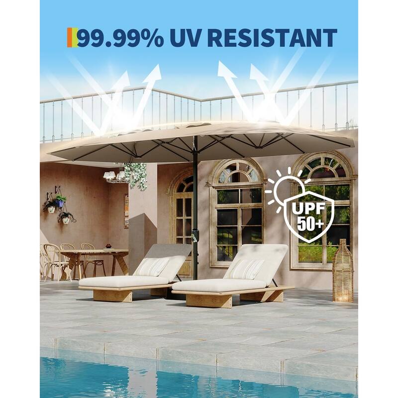 Coromose 15ft Large Patio Umbrella with Base, UV Protection, for Sun Safety