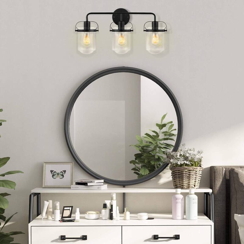 Clear Glass 3-light Armed Vanity Wall Sconce