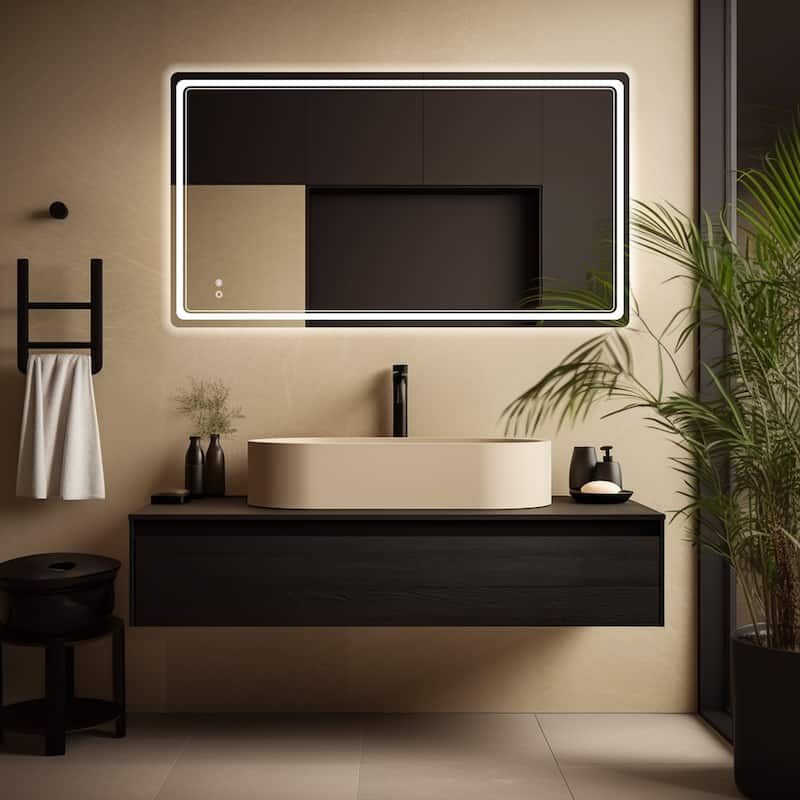 Wallbeyond 3-Tone Modern Style Frameless Rectangular LED Wall Mirror