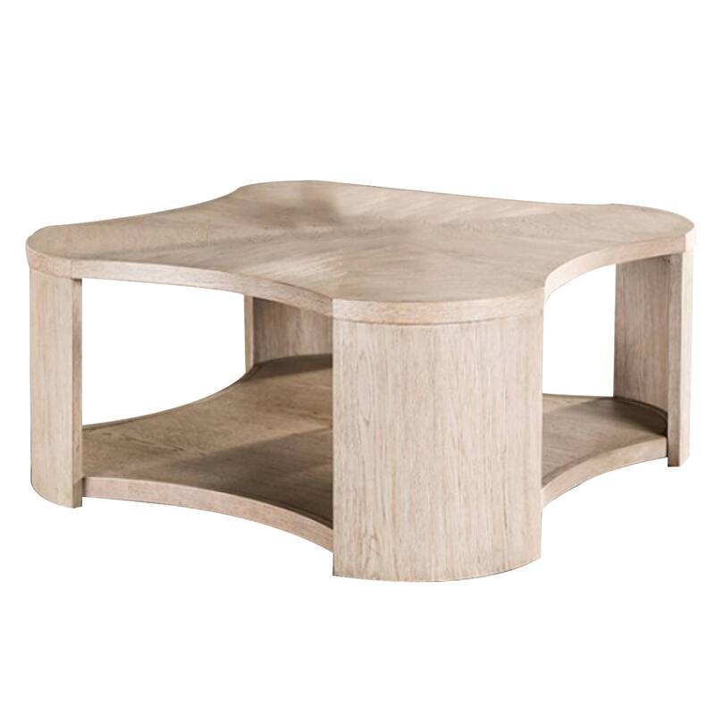 Cony Cocktail Table, Open Lower Shelf, 50 Inch Oval Oak Brown Wood Top