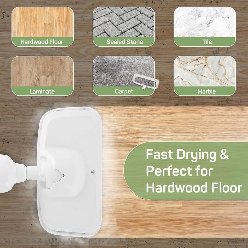 Steam Mop for Floor Cleaning, Lightweight Floor Steamer for Hardwood, Tile, Laminate, and Carpet, Includes 2 Washable Pads