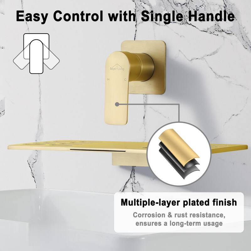 Waterfall Faucet 1-Handle Wall Mount Lavatory Faucet Mixer Tap