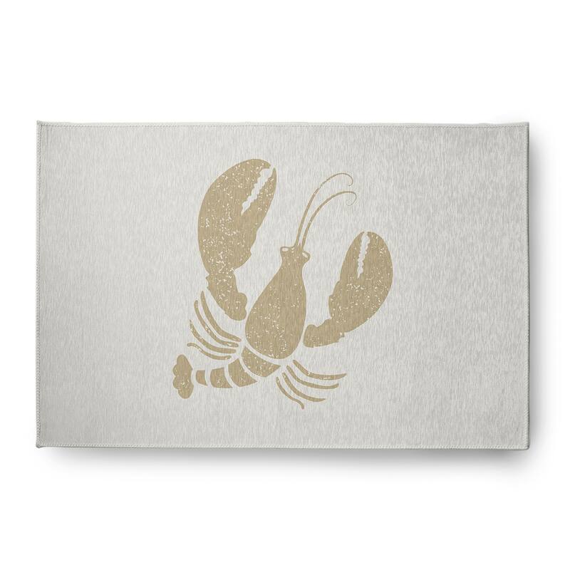 Lobster Nautical Chenille Rug - White and White - 4' x 6'