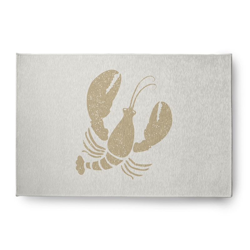 Lobster Nautical Indoor/Outdoor Rug - White and White - 4' x 6'