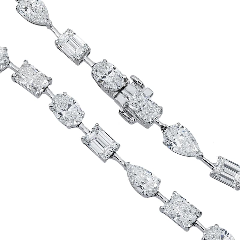 House Of Leon 14K White Gold Multi Cut Diamond Satellite Necklace 37.58ct