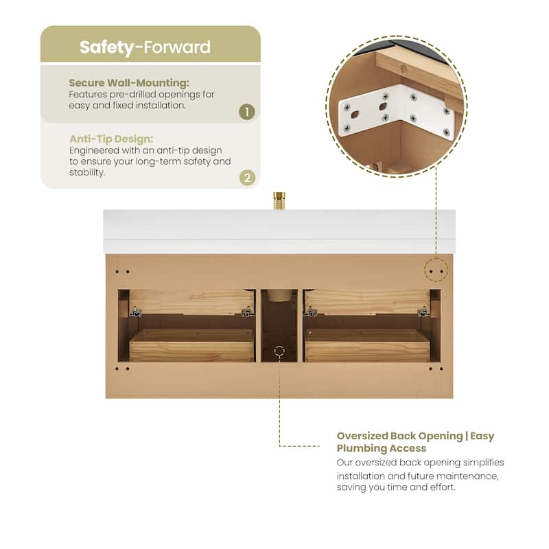 Barcelona Floating Bath Vanity with Quartz Stone Top without Mirror