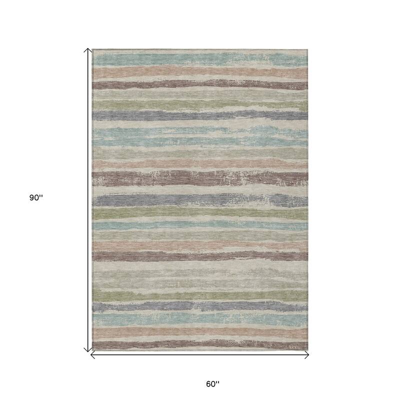 HomeRoots Striped Transitional Rectangle Outdoor Rug