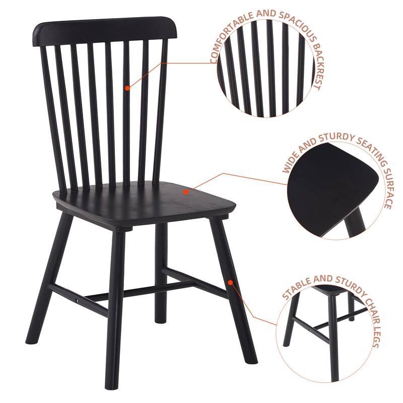 Modern Solid Wood Dining Chairs with Curved Backrests (Set of 4)