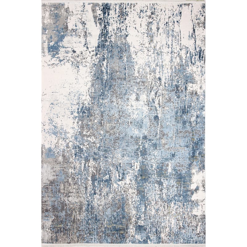 Bashian Gracee Ivory/Blue Contemporary Area Rug