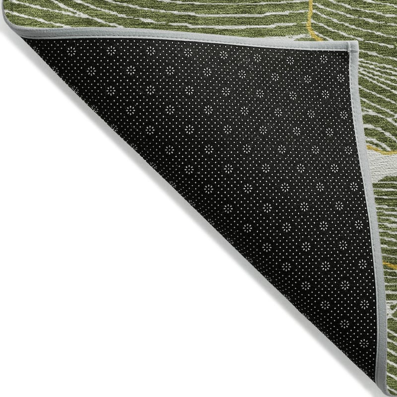 Machine Washable Indoor/ Outdoor Abstract Crackle Chantille Rug
