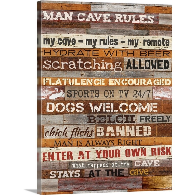 Shop Man Cave Rules Canvas Wall Art Overstock 25499143