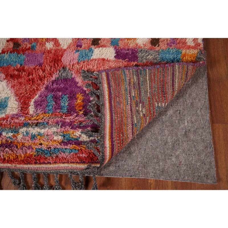 All-Over Geometric Plush Moroccan Area Rug Hand-Knotted Wool Carpet - 6'1"x 10'2"