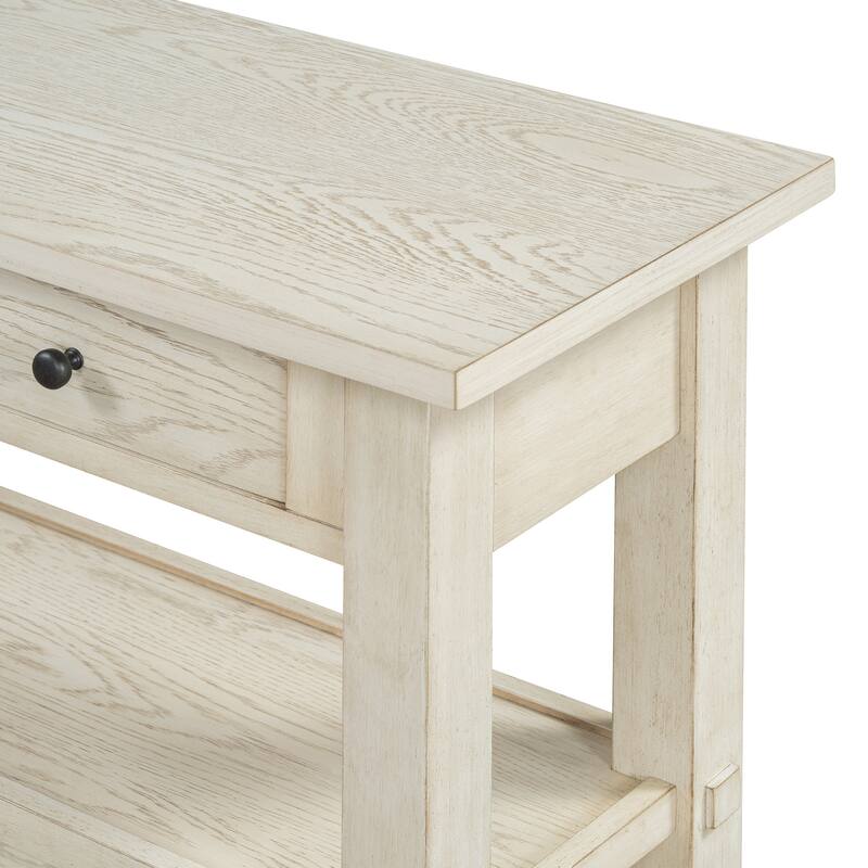 36" Retro Console Table with Drawer and Two Sturdy Shelves for Entryway or Living Room