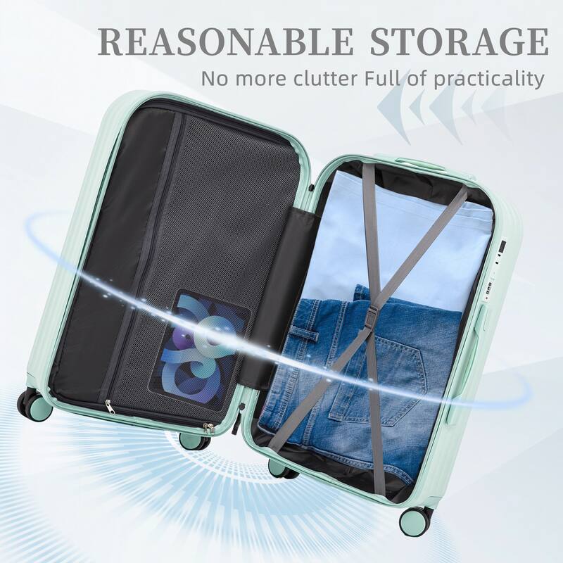 3 PCS 360° Spinner Wheel ABS Luggage with Cup Holder & USB Port