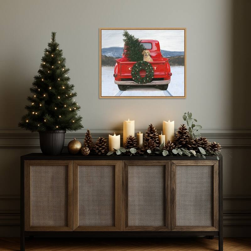 Christmas in the Heartland IV No Bow by James Wiens (28 x 23 in.), Framed Canvas Wall Art Print - Sylvie Natural