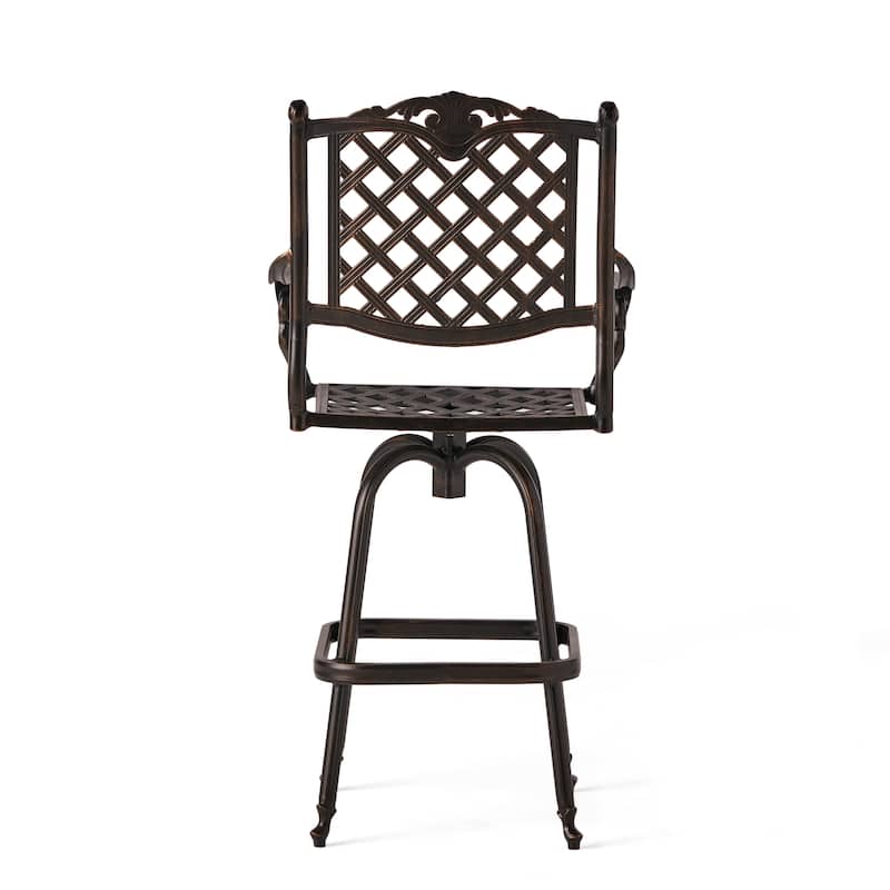 Avon Cast Aluminum Copper Outdoor Bar Stool by Christopher Knight Home - 22.00" D x 25.50" W x 49.75" H