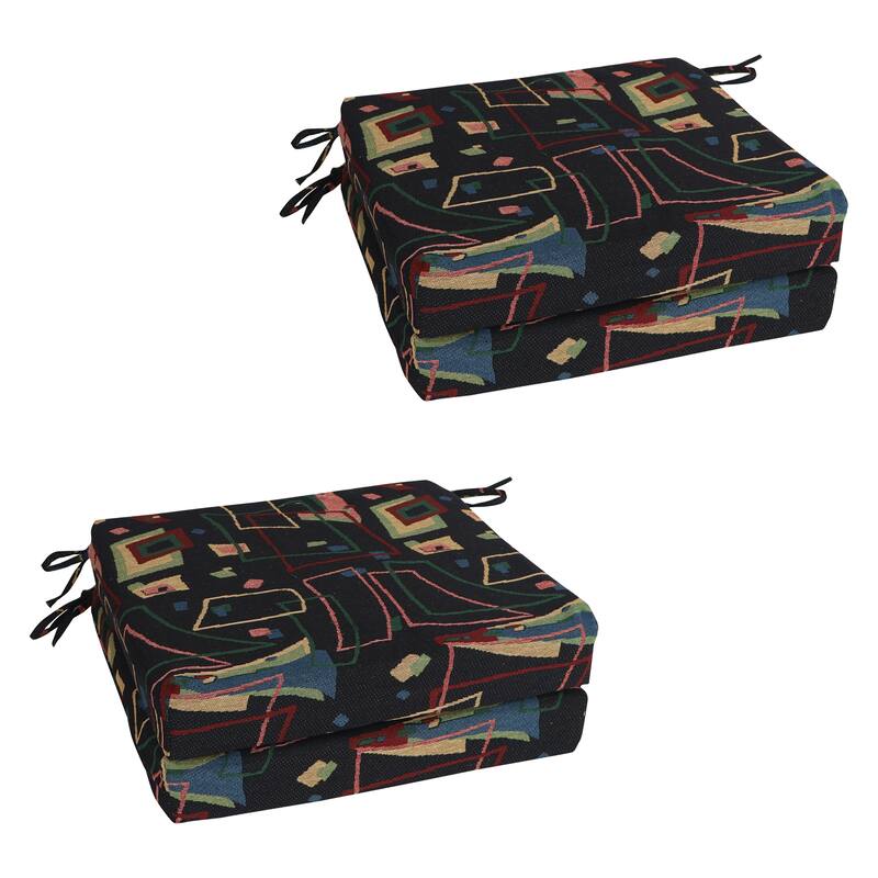 20-inch by 19-inch Tapestry Chair Cushion (Multiple Patterns, Set of 1,2, or 4) - 20 x 19 - Spin City - Set of 4