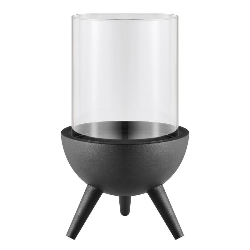 Large Hurricane Glass Candle Holders with Pedestal Base - 12.5" - Black