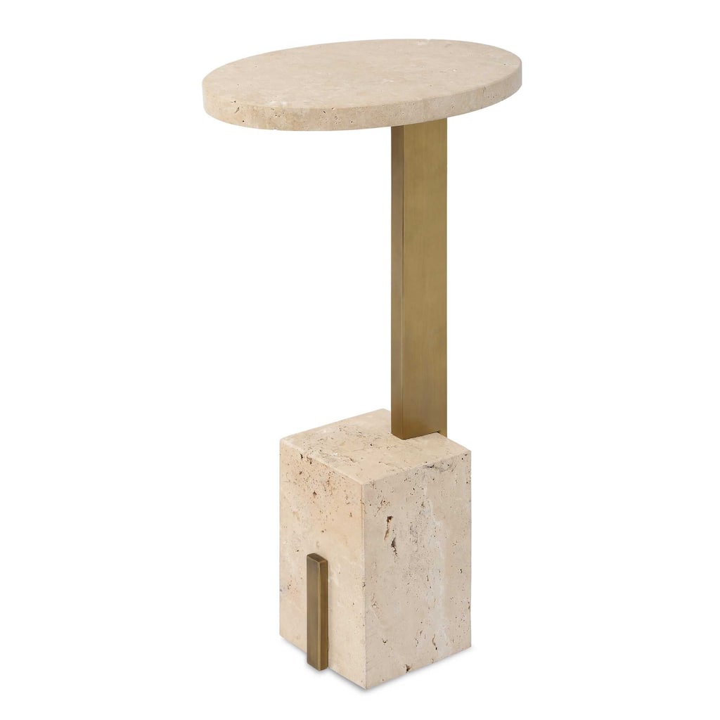 Uttermost Feranno Travertine Accent Table - 12.00" W x 22.00" H x 8.00" D