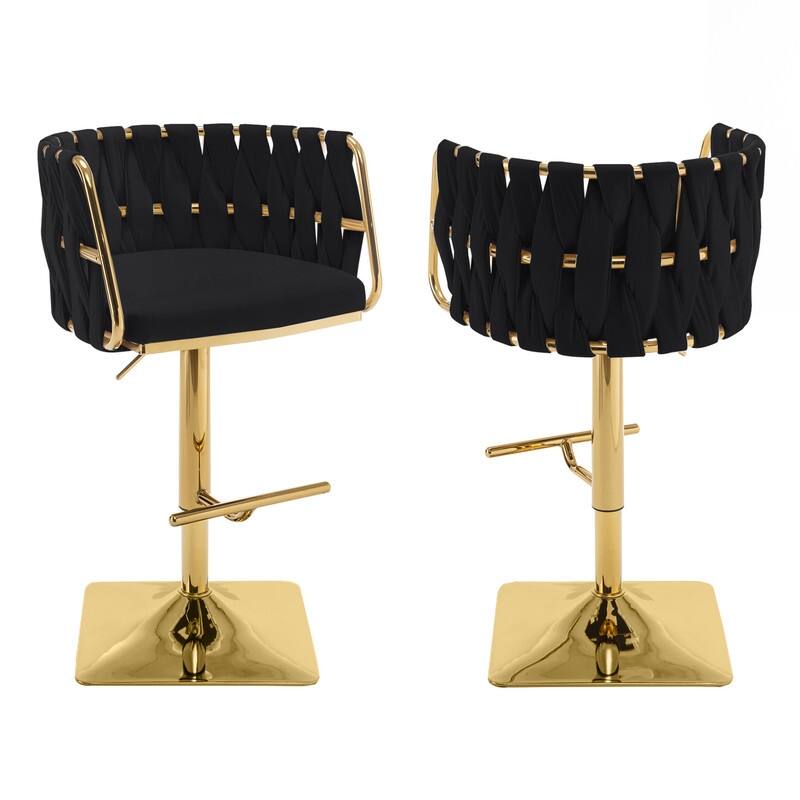 Best Quality Furniture Adjustable Upholstered Barstools with Square Chrome Finish Base (Set of 2)