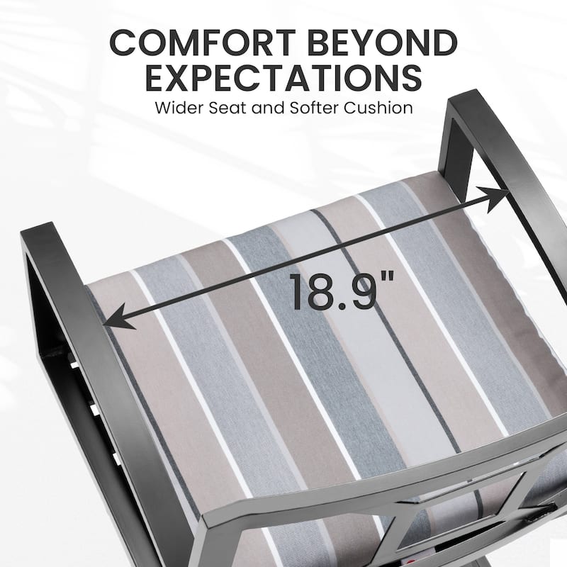 Outdoor Premium All-Aluminum Bar Height Bar Stools with Sunbrella Cushions