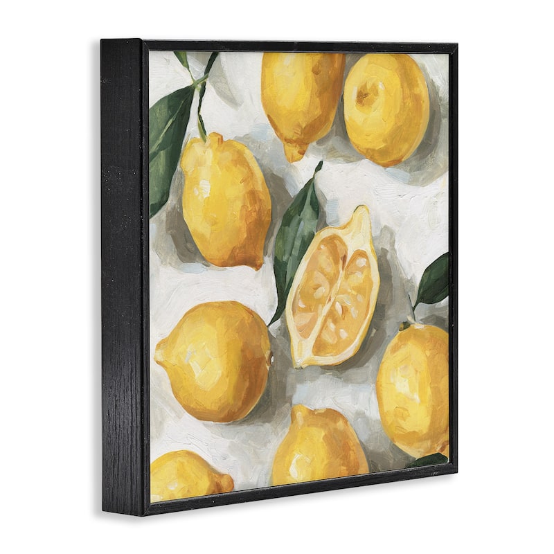 Stupell Soft Yellow Citrus Lemon Pile Over White Framed Wall Art, 12 x 12