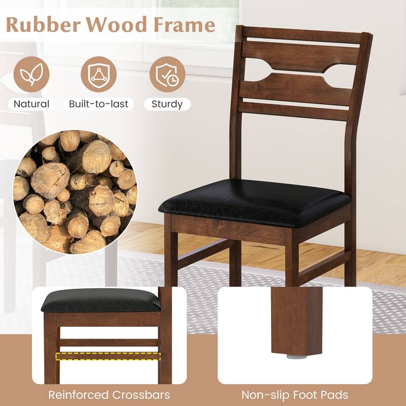 Gymax Dining Chair Set of 4 w/ Rubber Wood Frame Padded Seat Curved