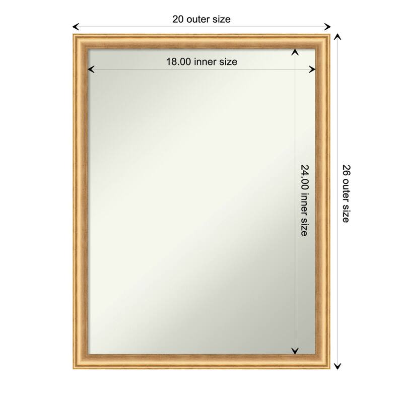 Salon Scoop Non-Beveled Wood Framed Wall Mirror - Salon Scoop Gold - Glass Size 18x24