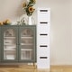 preview thumbnail 16 of 16, Javlergo White Stripe Narrow Storage Cabinet 3/4/5-Layer Rolling Bathroom Organizer with Drawers Wheels for Bathroom Living Room