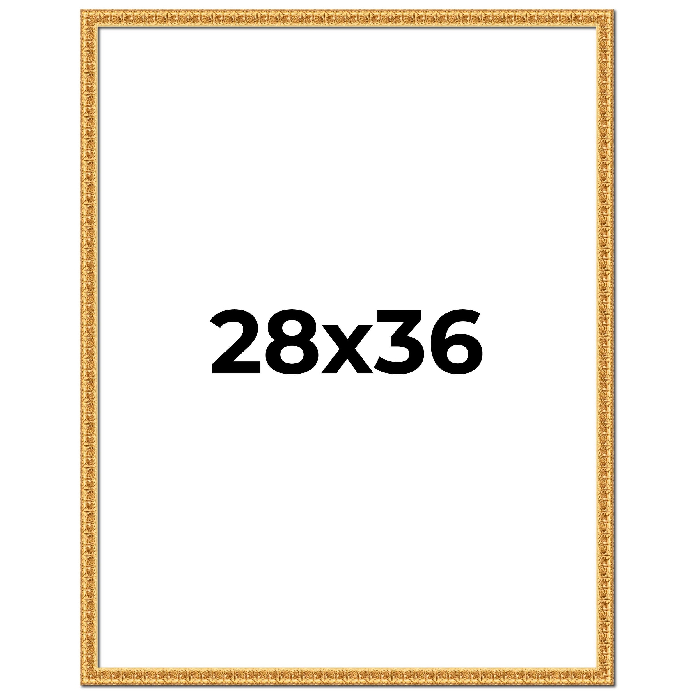 28x36 Frame Gold Real Wood Picture Frame Width 1 inches | Interior