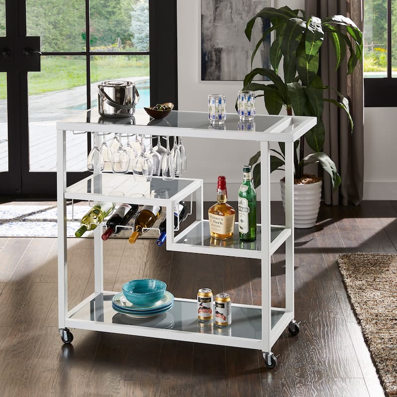 Metropolitan Glass Top Metal Bar Cart by iNSPIRE Q Bold Bar Cart On