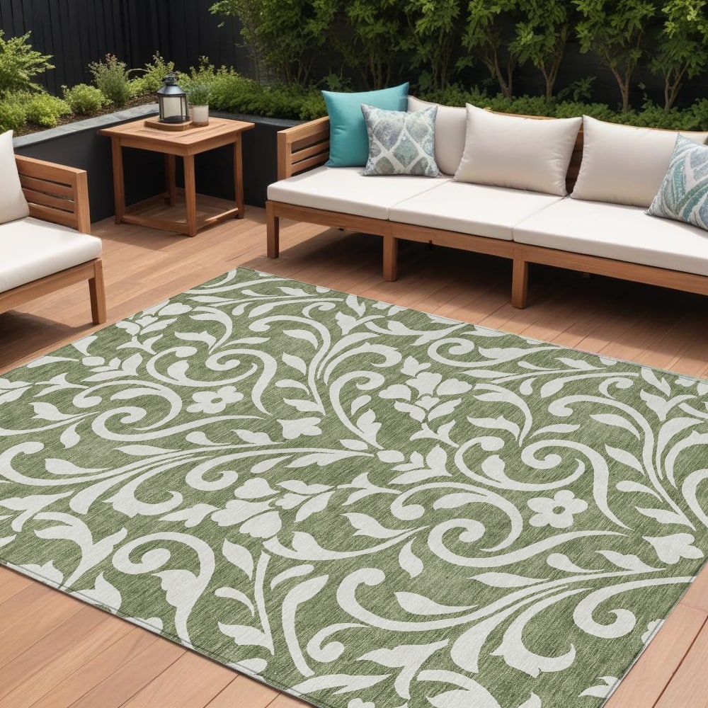 HomeRoots Floral Transitional Rectangle Outdoor Rug