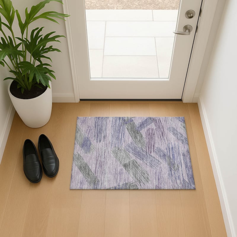 Premium Washable Super Soft Contemporary Mayfield Rug - Lavender - 1'8" x 2'6"