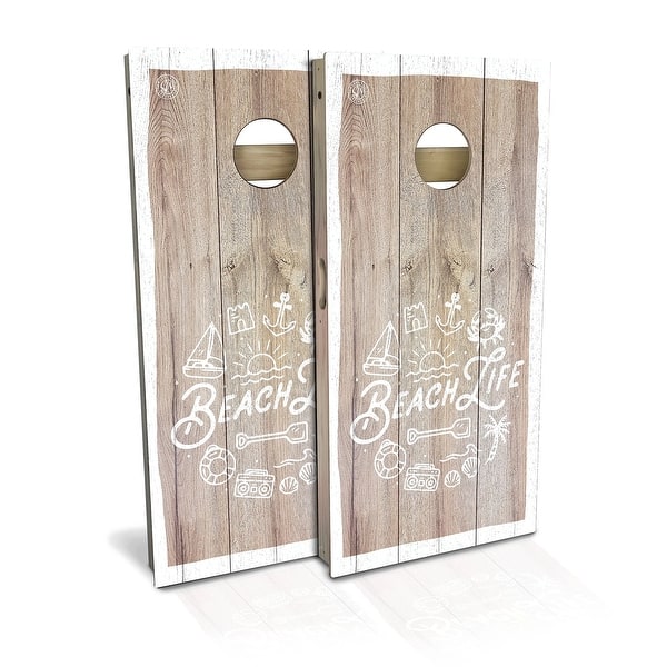 slide 2 of 8, Beach Life Outdoor Cornhole Board Set Backyard 2x4 - Include Carrying Case