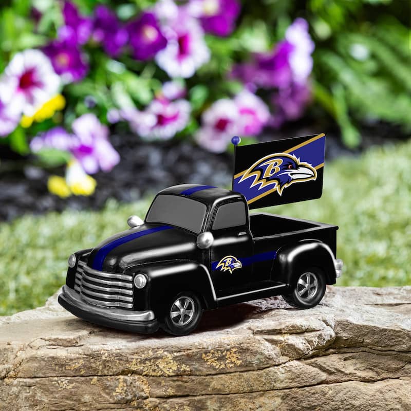 NFL Rally Truck Garden Statue with Team Flag - Baltimore Ravens
