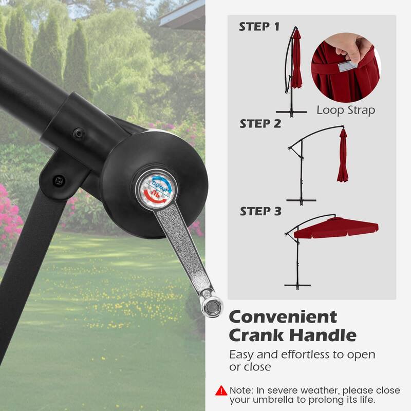 Costway 10 FT Offset Hanging Umbrella Patio Cantilever Umbrella with
